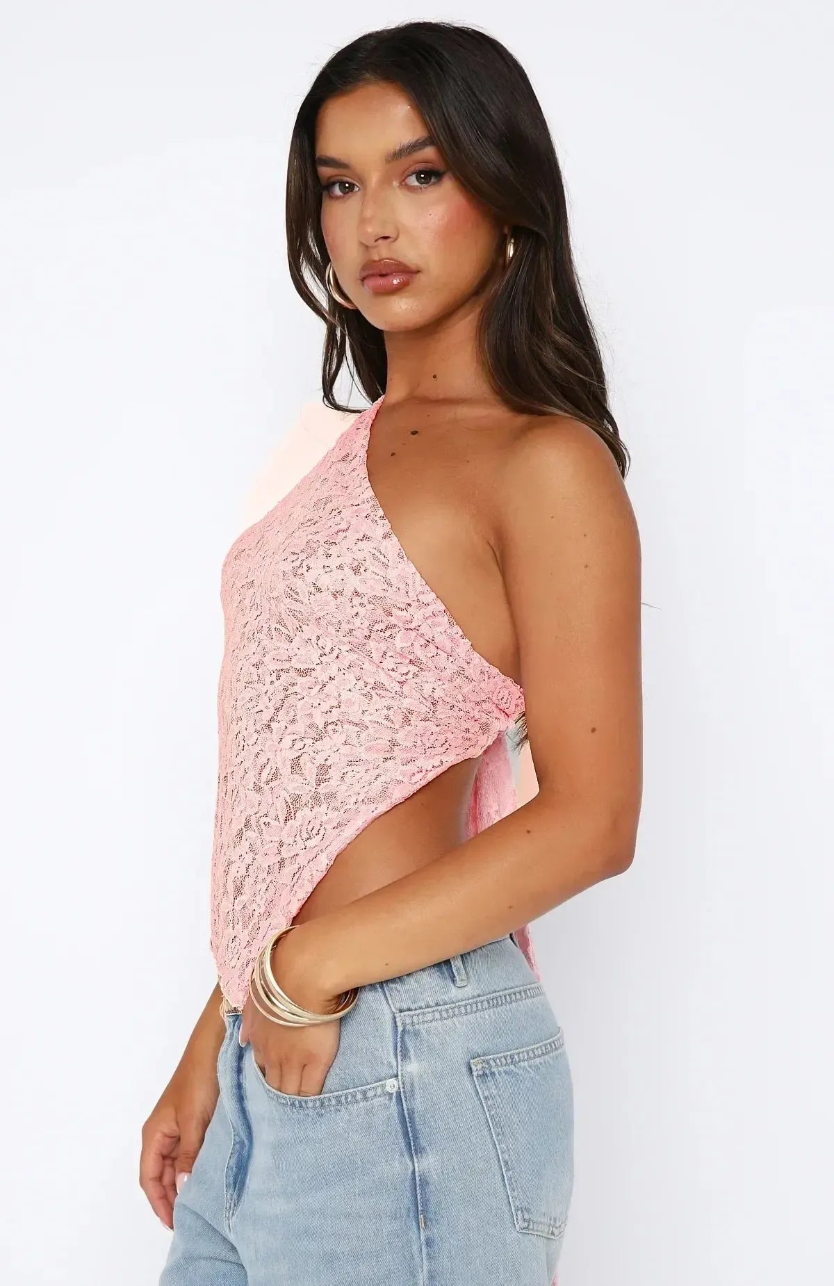 Sara - Elegante Lace Top met One-Shoulder