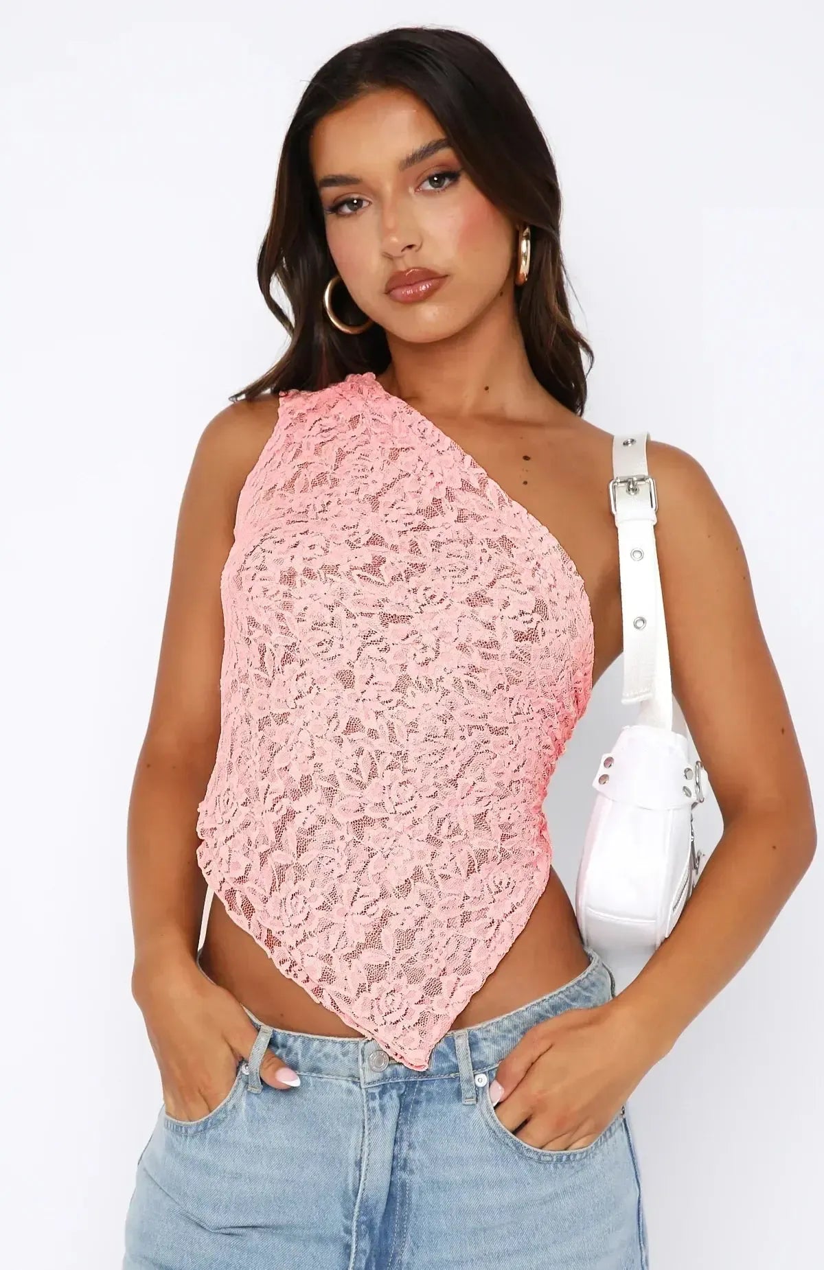 Sara - Elegantes Spitzen-Top mit One-Shoulder