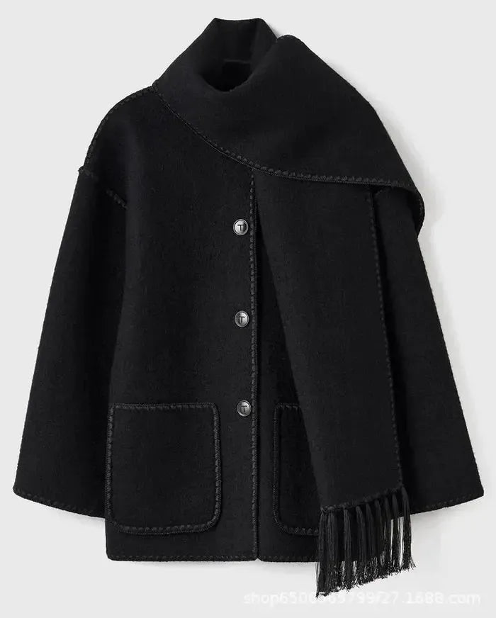 Daniela - Manteau chic Old Money avec écharpe pour femmes