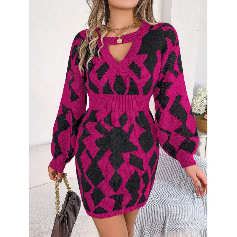 Lucia - Gebreide Jurk Met V-hals Dames
