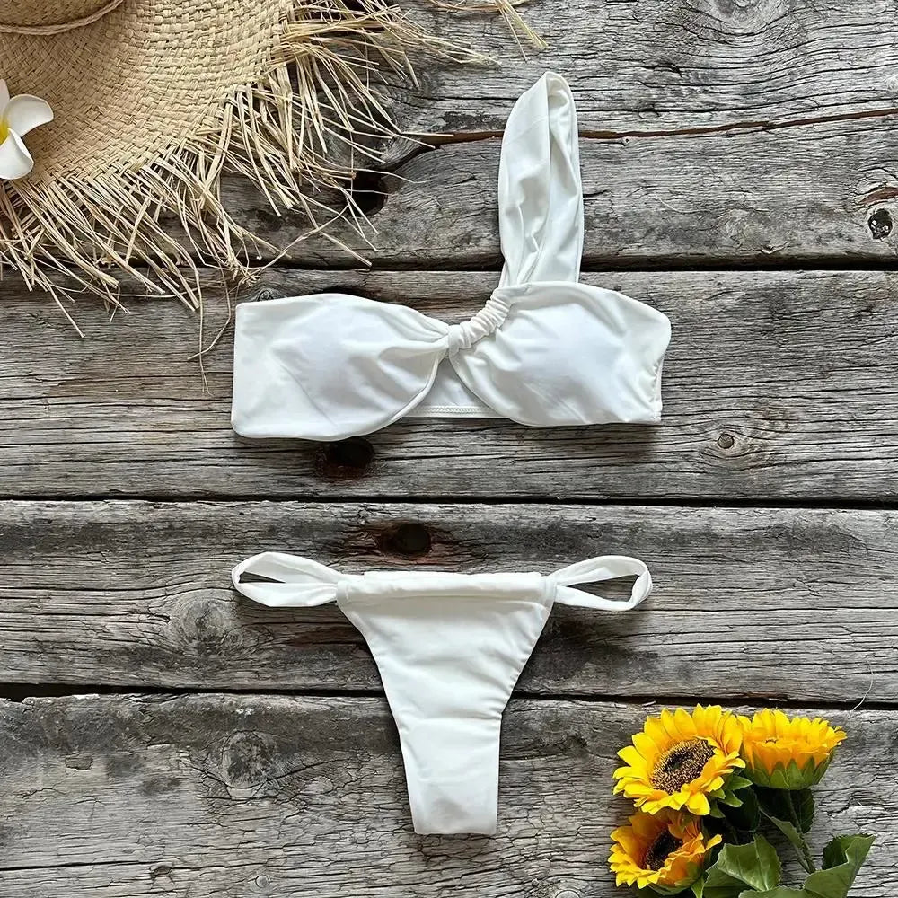 Alissa - Tweedelige Bikini met One Shoulder - Hoge Taille Bikinibroekje en Bikinitop