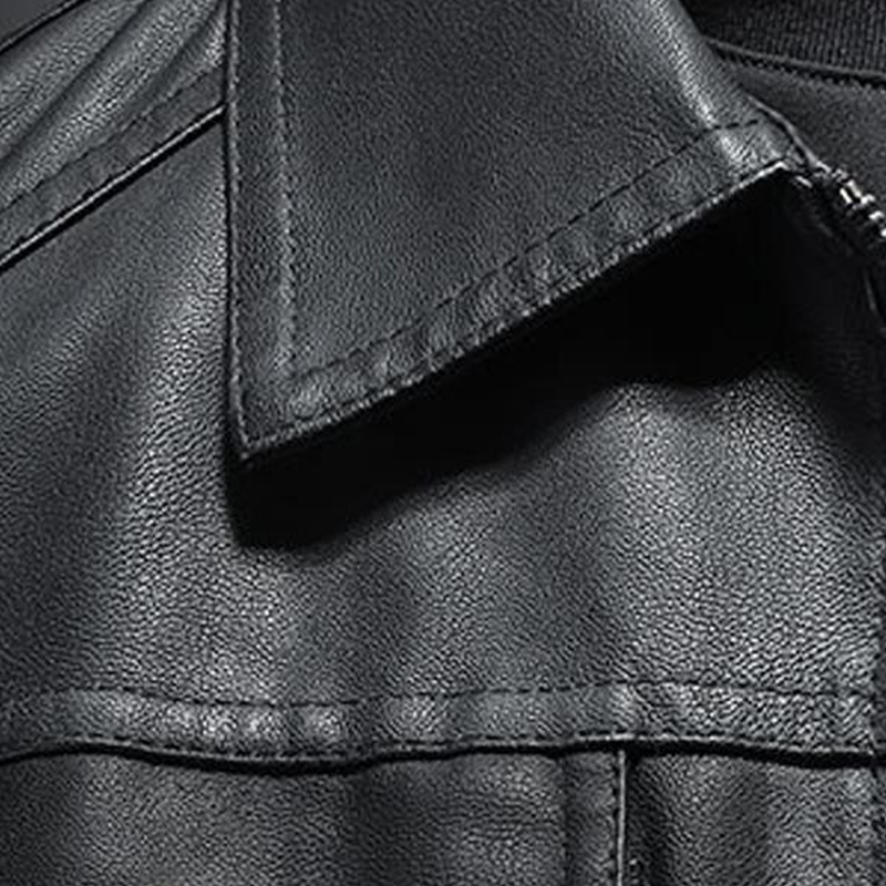 Veste en cuir élégante avec col à revers pour hommes - coupe confortable