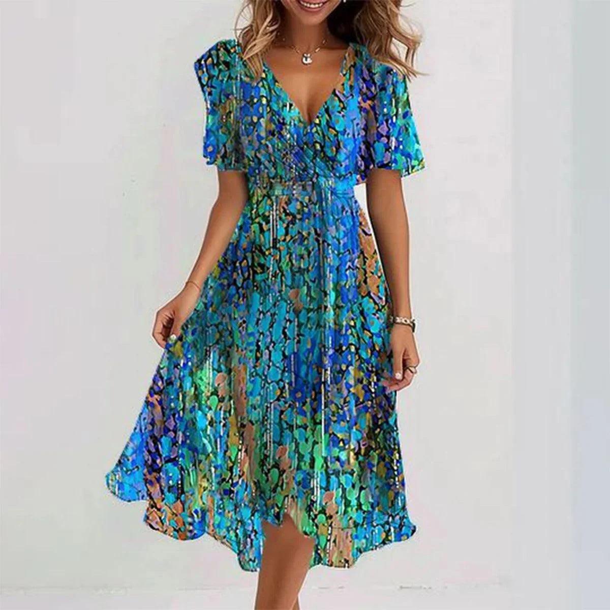 Laila - Stilvolles und elegantes Kleid mit kurzen Ärmeln und luftiger Passform