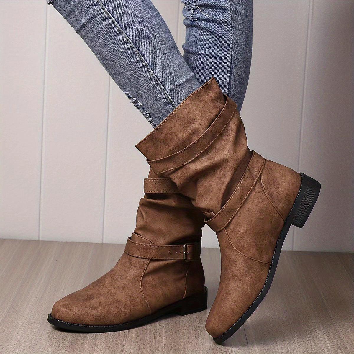 Sarah - Bottines plates slouchy à boucle pour femmes
