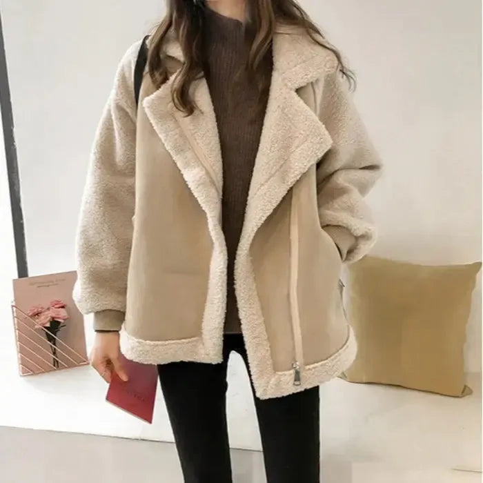 Kylie - Veste style teddy en suédine élégante pour femmes