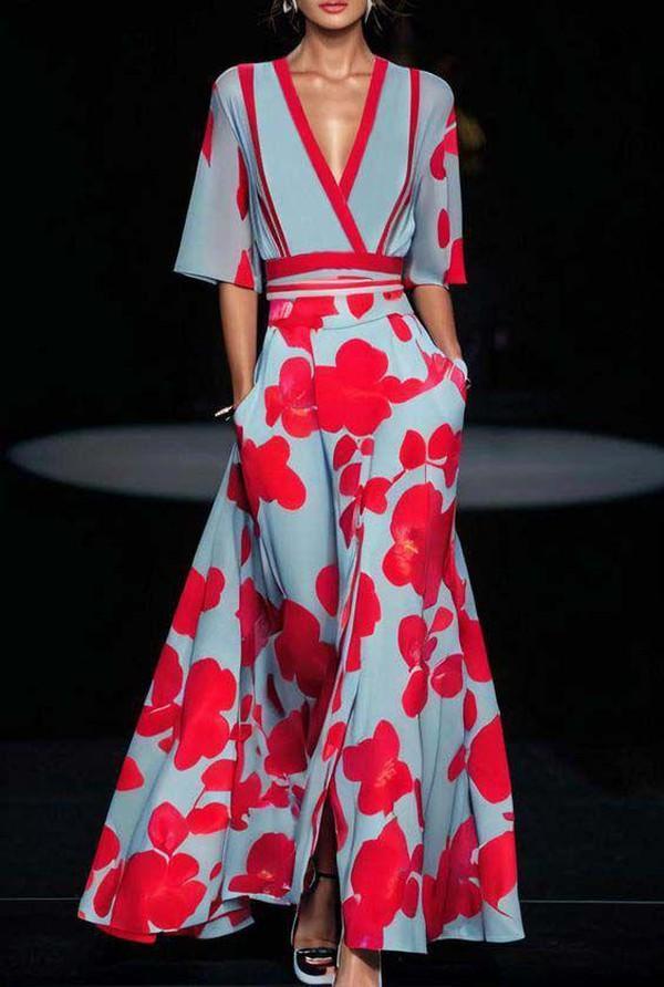 Olivia - Stijlvolle Maxi Jurk met V-Hals