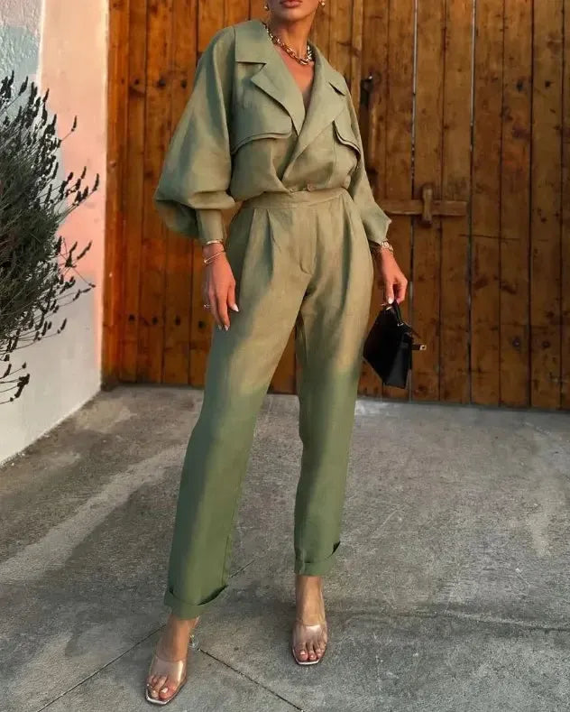 Selina - Casual Moderne Top en Broek Set
