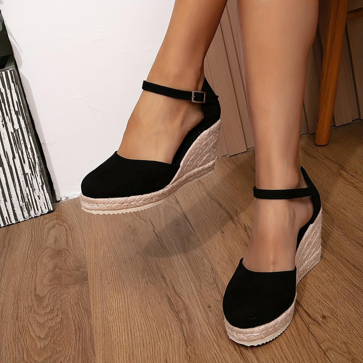 Odette - Comfortabele Sleehak Espadrille Sandalen met Gesp voor Dames