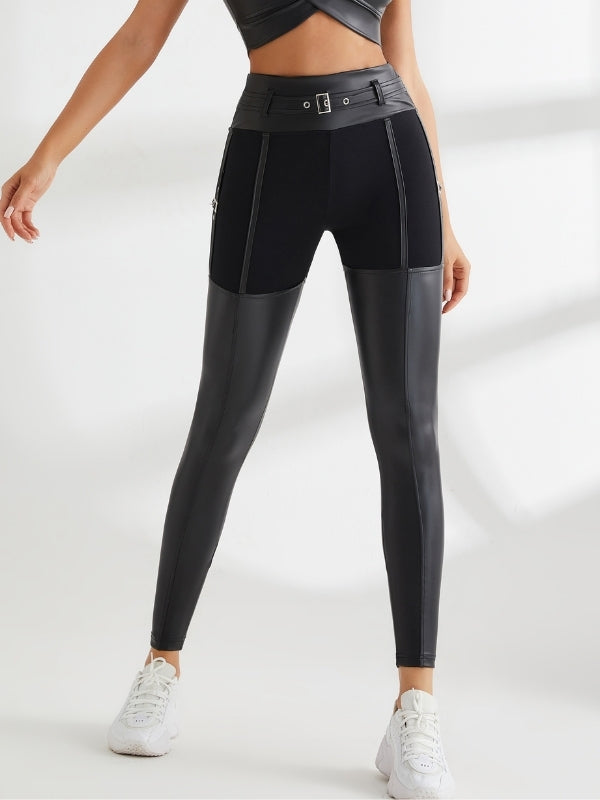 Atletische Vrouwelijke PU Glanzende Leggings