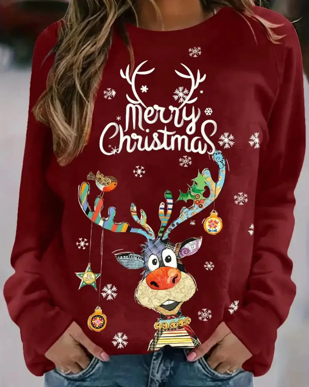 Kersttrui voor Dames. Trui. Sweater. Kerst. Comfortabel. Warm. Victoria Mae. Bordeaux