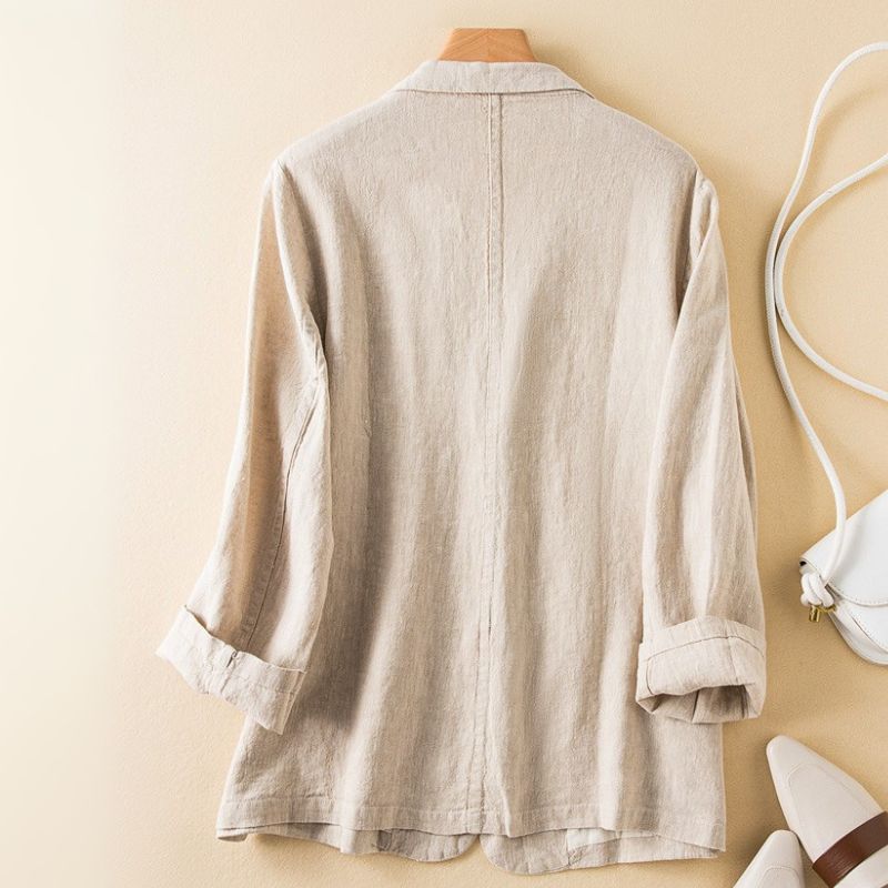 Lichtgewicht blazer van katoen en linnen met zakken aan de voorkant voor dames