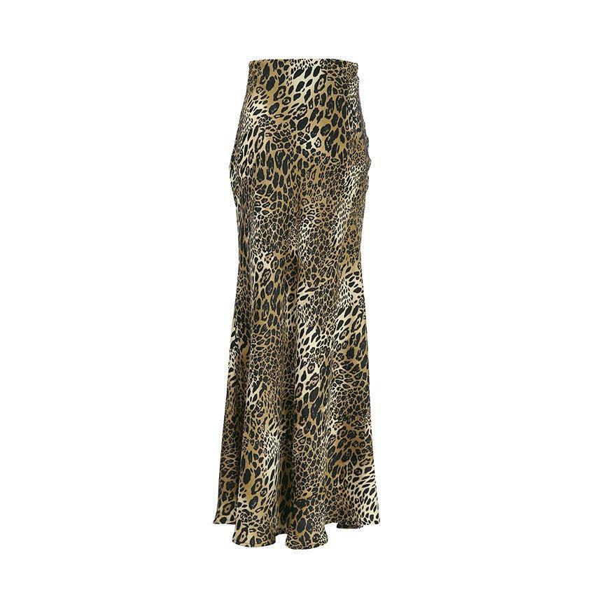 Kourtney - Eng anliegender Maxirock mit Leopardenmuster