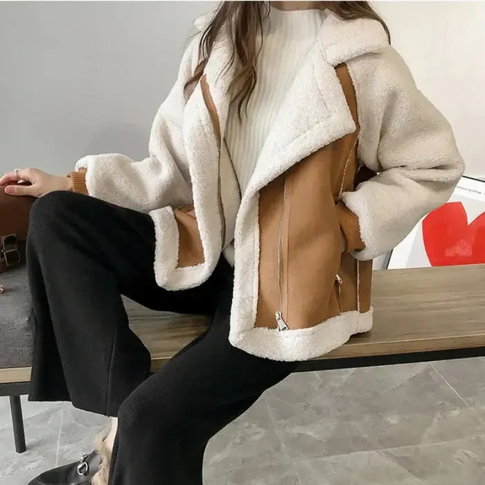 Kylie - Veste style teddy en suédine élégante pour femmes