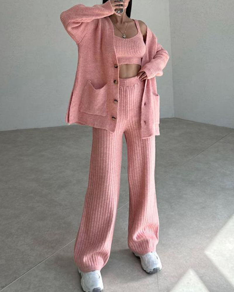 Jolie - Elegante Driedelige Gebreide en Comfortabele Set voor Dames