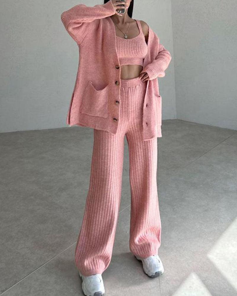 Jolie - Ensemble trois pièces tricoté élégant et confortable pour femmes