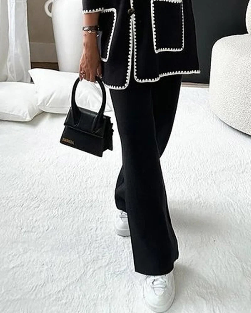 Jolie - Comfortabele Tweedelige Broek en Lange Mouwen Top Set voor Dames