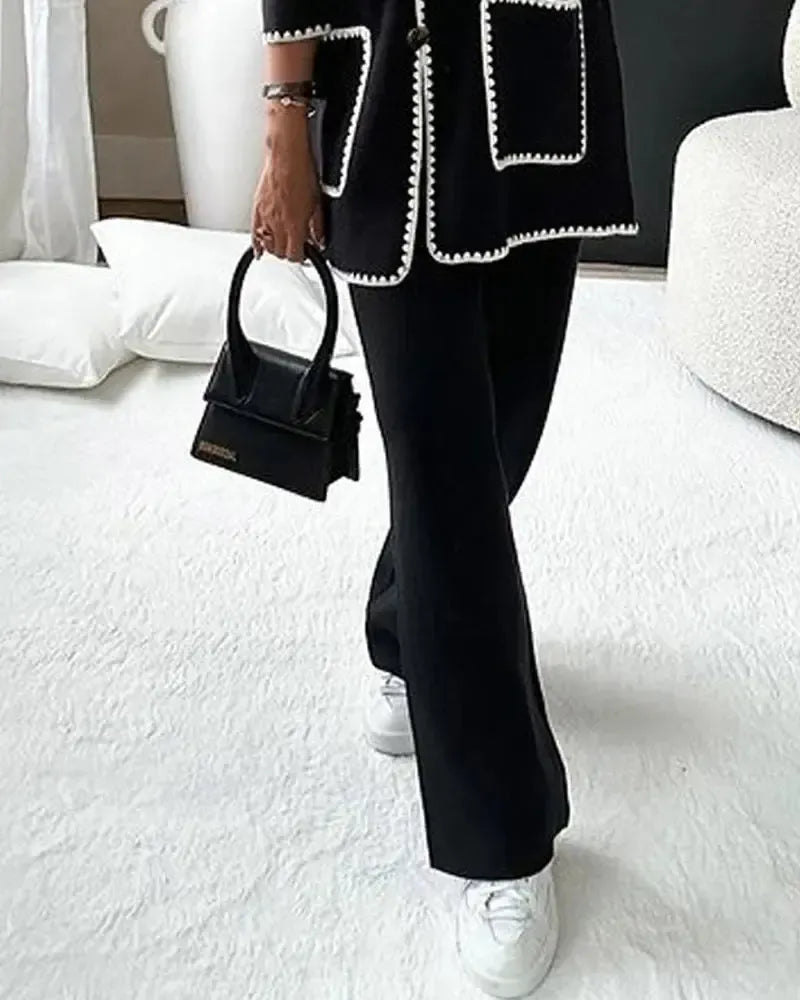 Jolie - Comfortabele Tweedelige Broek en Lange Mouwen Top Set voor Dames