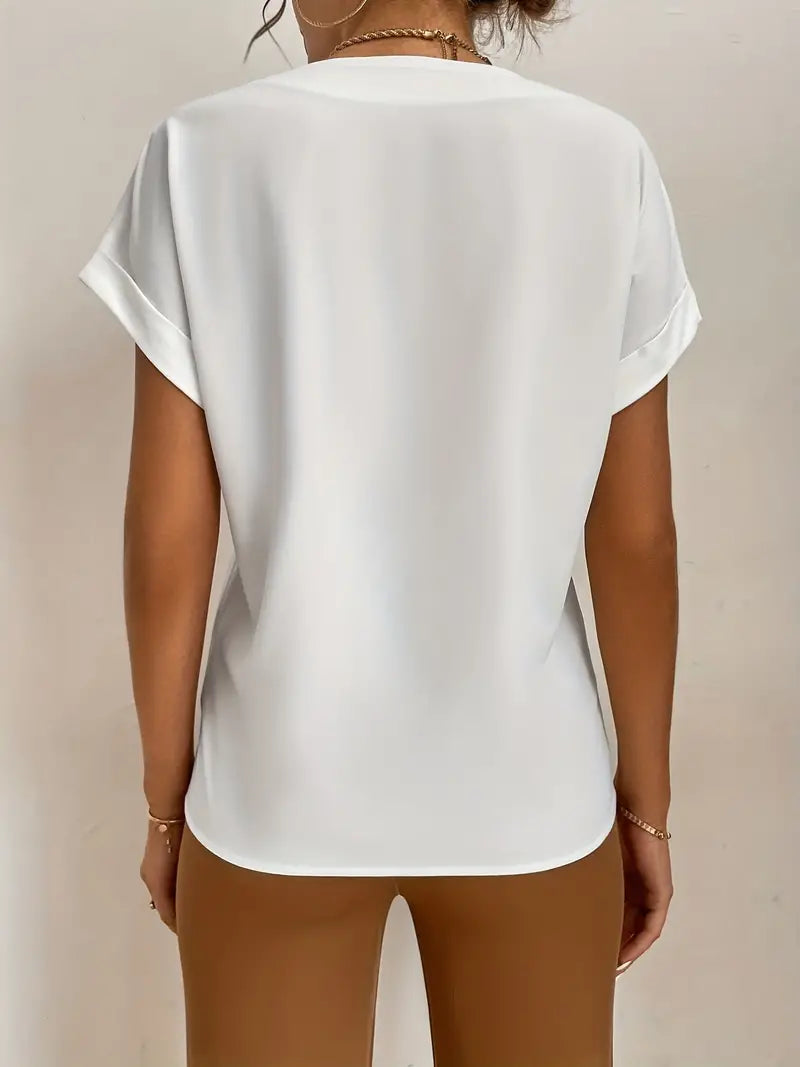 Adriana - blouse simple à col en V uni