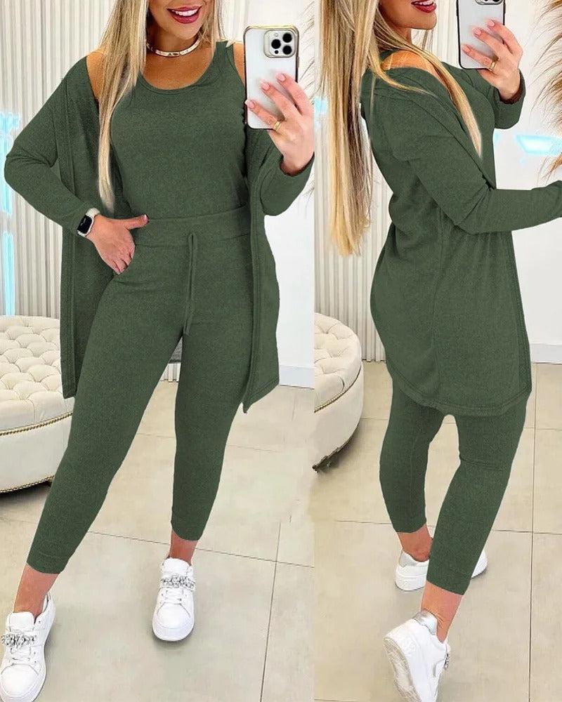 Liza - Bequemes 3-teiliges Trainingsanzug-Lounge-Set für Damen