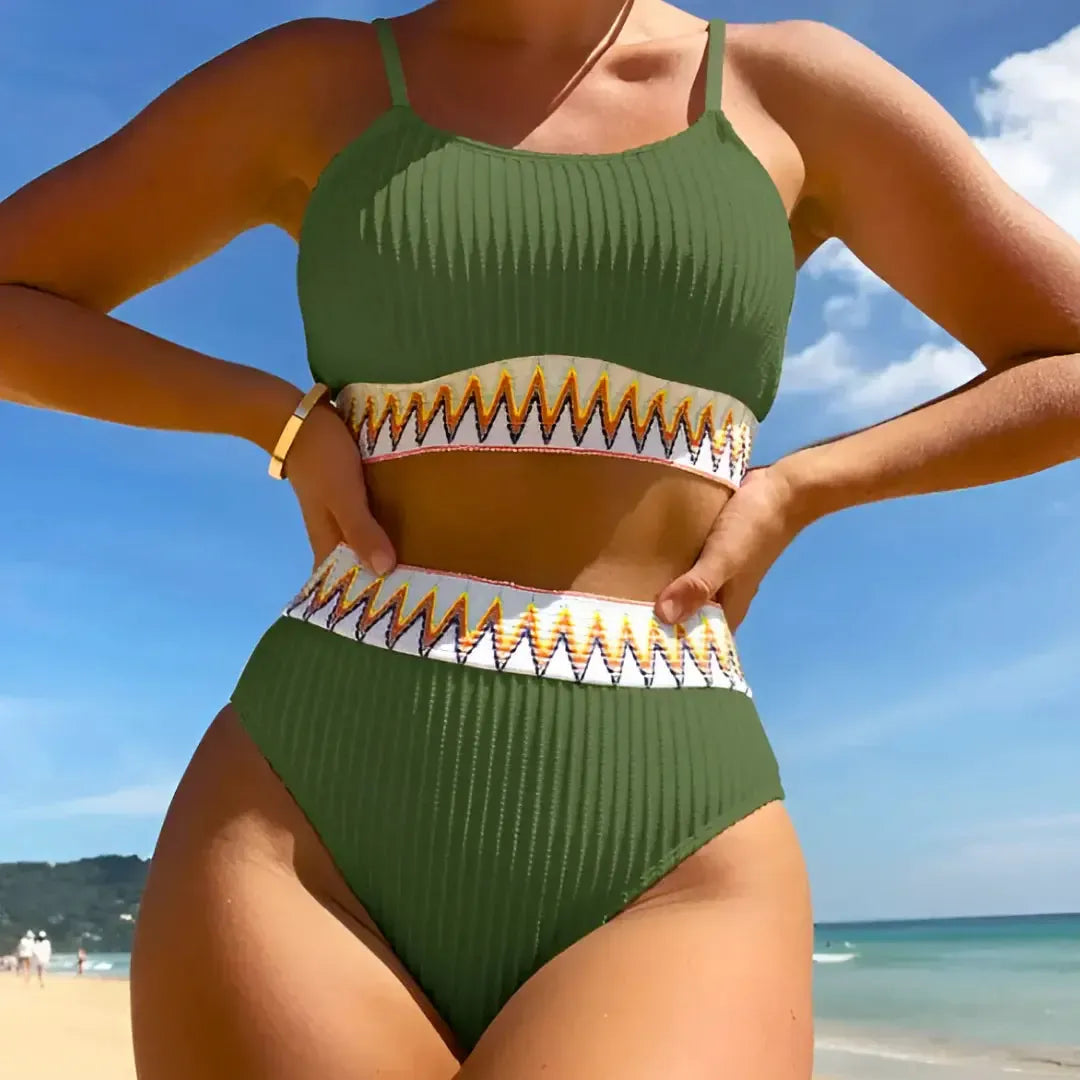 Victoria - Boho Stijl 2-delige Bikini met Hoge taille en Push Up voor Dames