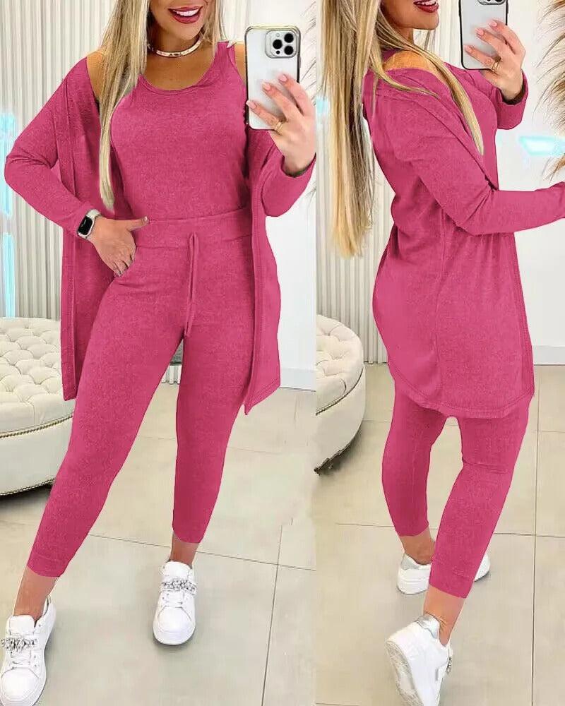 Liza - Bequemes 3-teiliges Trainingsanzug-Lounge-Set für Damen