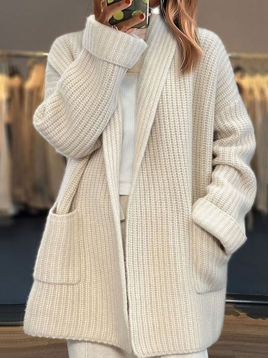 Joanne - Oversized Gebreid Vest met Zakken voor Dames