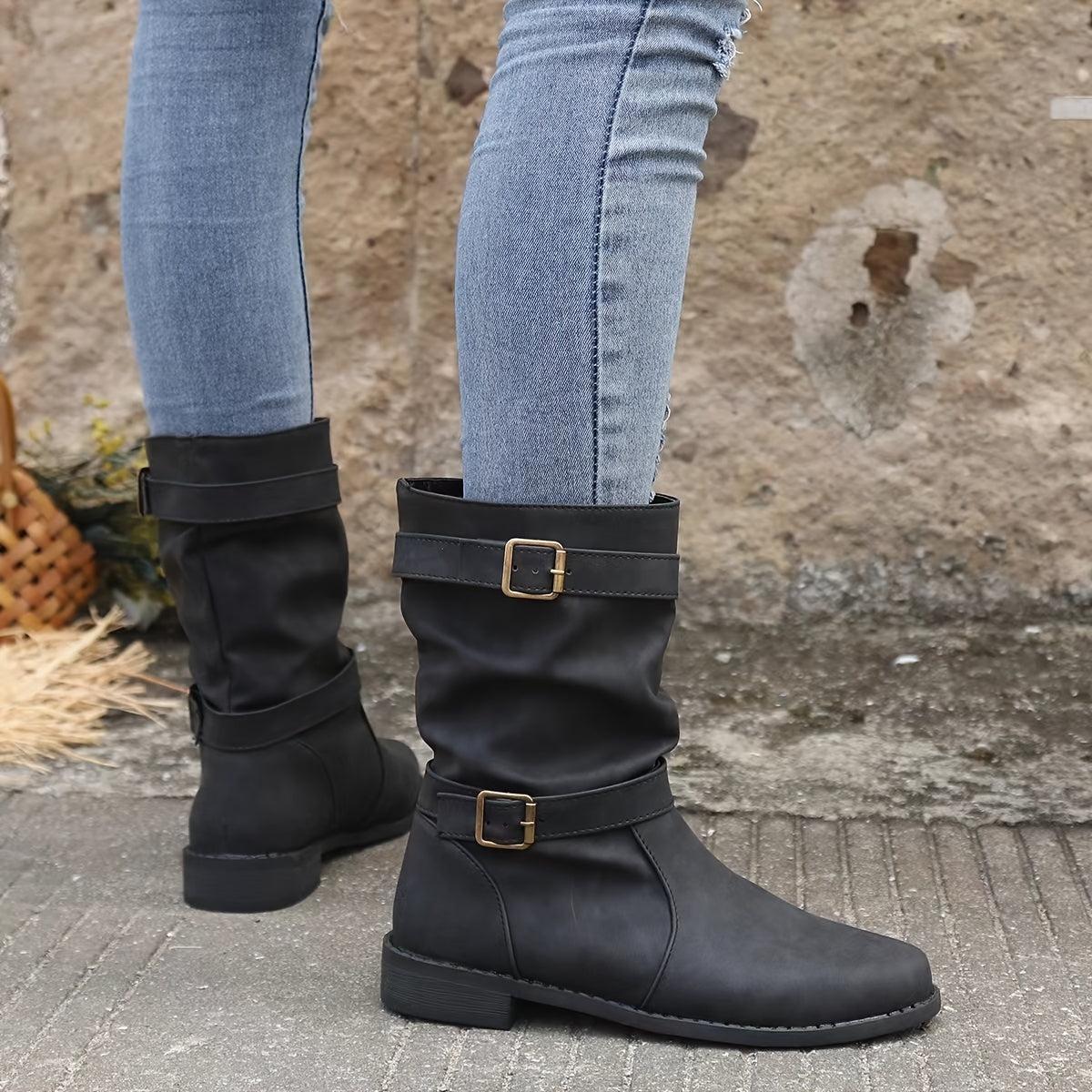 Sarah - Bottines plates slouchy à boucle pour femmes