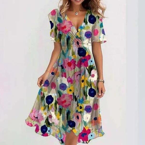 Laila - Stilvolles und elegantes Kleid mit kurzen Ärmeln und luftiger Passform