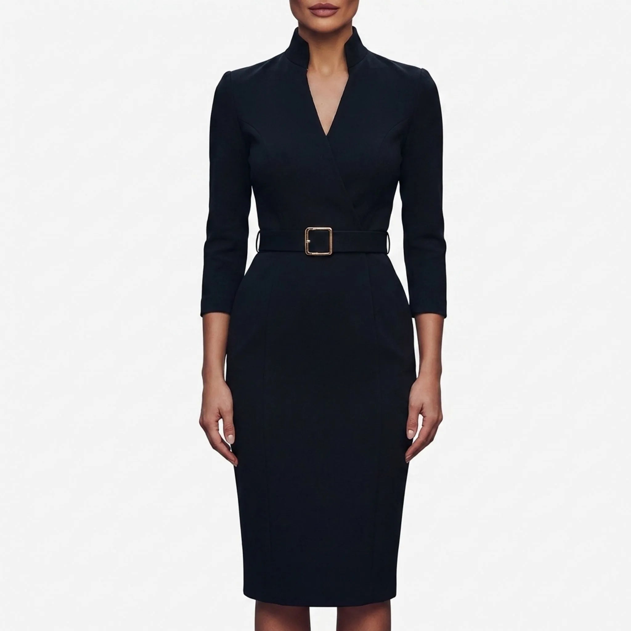 Aansluitende Midi Jurk Met Riem | Navando