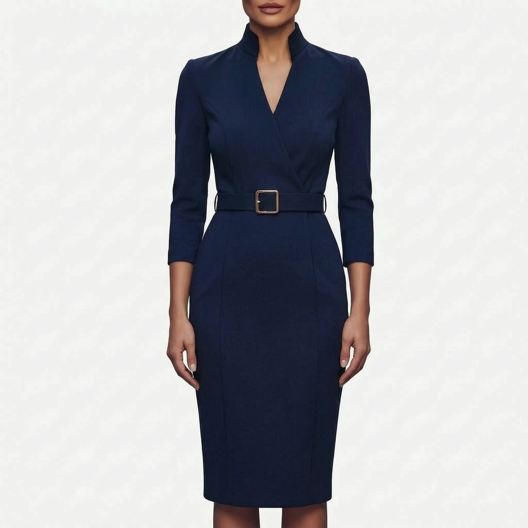 Aansluitende Midi Jurk Met Riem | Navando