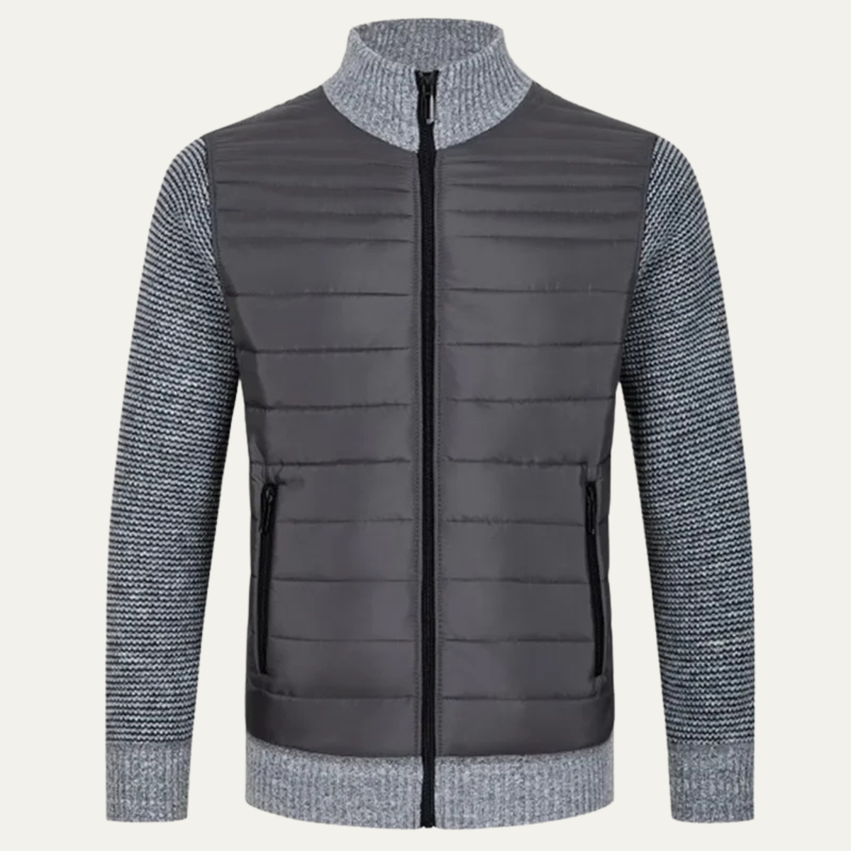 Aberdeen | Gewatteerd vest met rits en gebreide mouwen 1