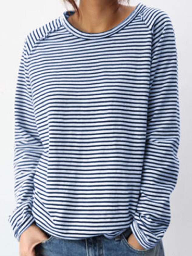 Aliyah | Gestreepte Longsleeve Met Ronde Hals
