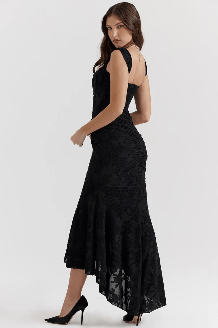 Arabella | Elegante maxi jurk met rozenmotief in delicate georgette 3