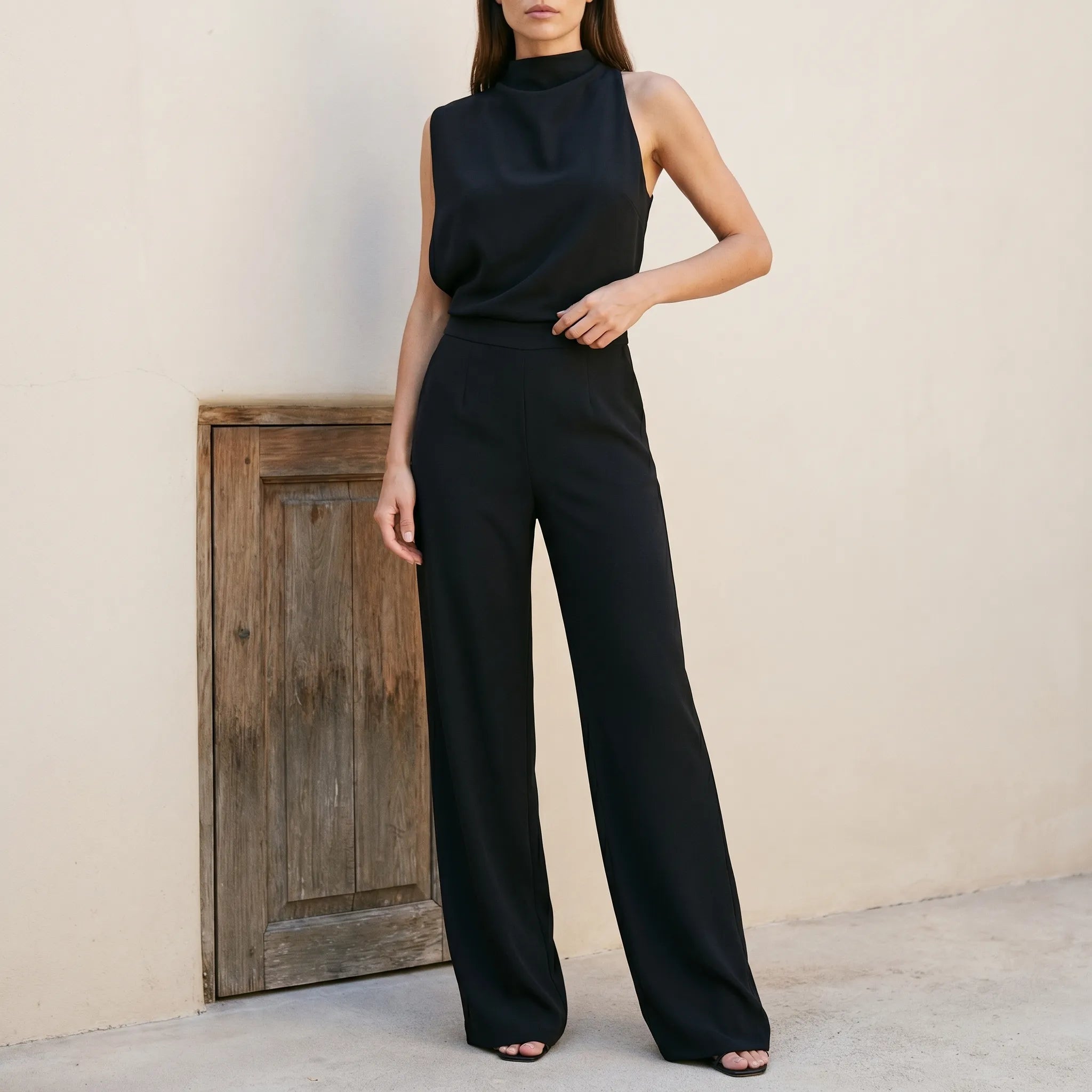 Asymmetrische Jumpsuit Met Wijde Pijpen | Navando