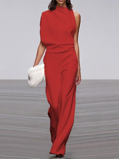 Asymmetrische Jumpsuit Met Wijde Pijpen | Navando