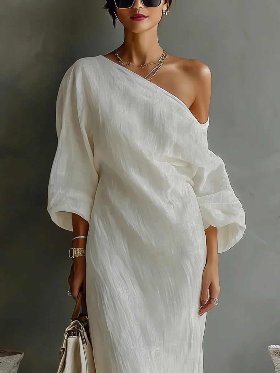 Asymmetrische One Shoulder Maxi Jurk | Navando