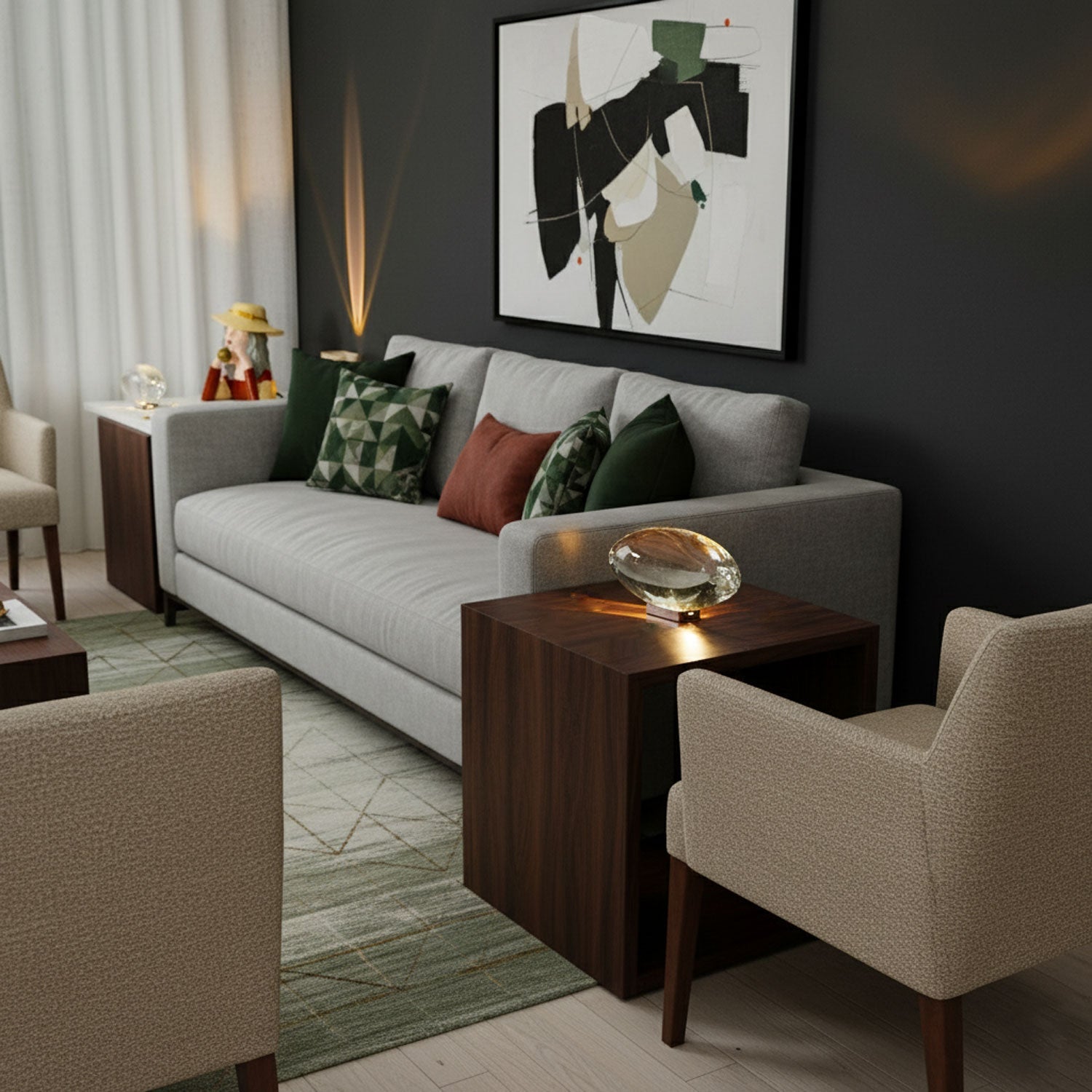 Atman | Ovalen glazen tafellamp met geïntegreerde LED 3