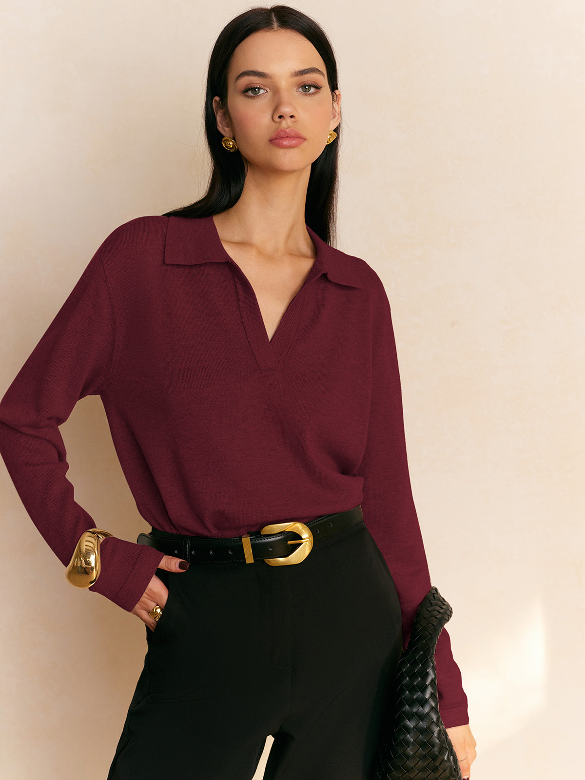 Trui_Bordeaux_Dames_V-Hals_Stijlvol_Comfortabel_Victoria_Mae_Nederland_Belgie