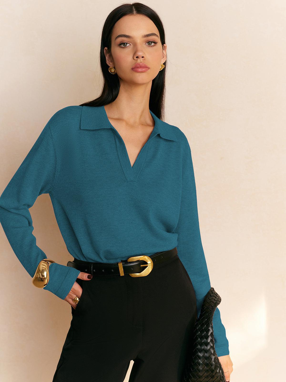 Trui_Blauw_Dames_V-Hals_Stijlvol_Comfortabel_Victoria_Mae_Nederland_Belgie