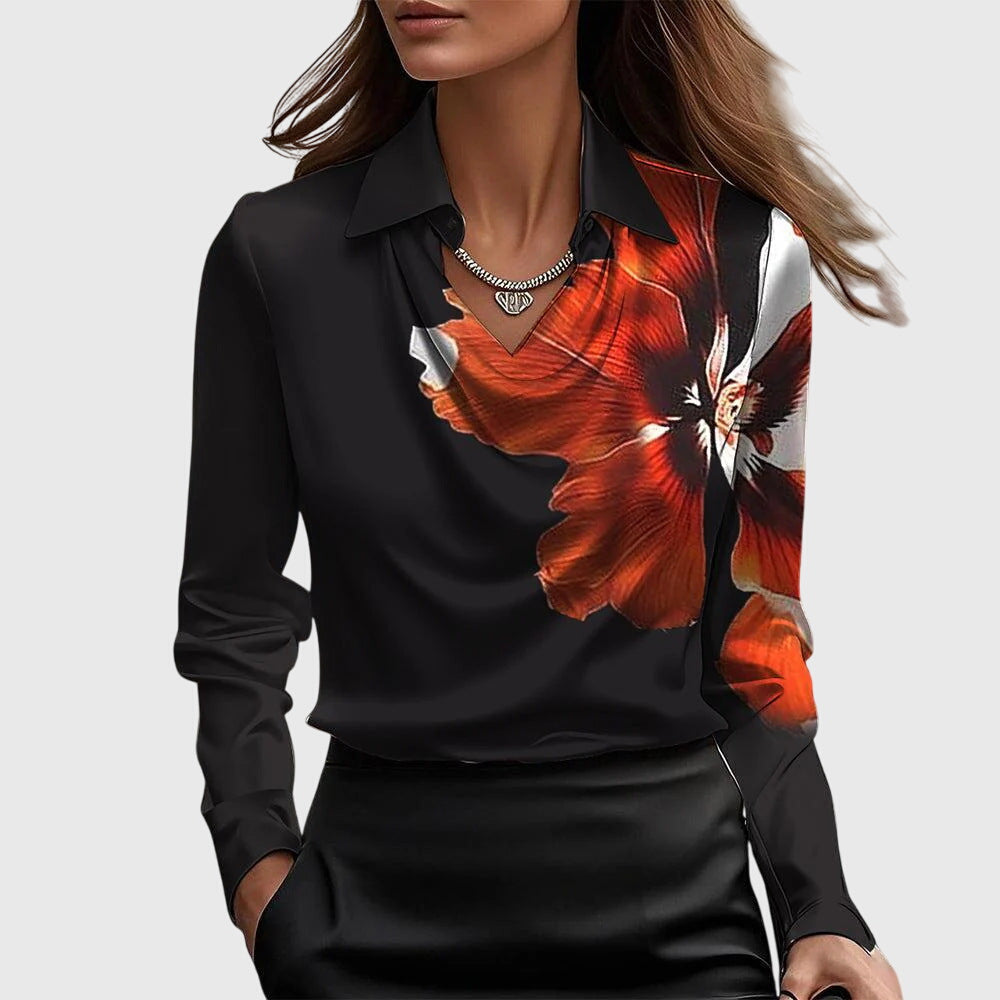 BROOKLYN™ | Geplooide halslijn witte blouse 6