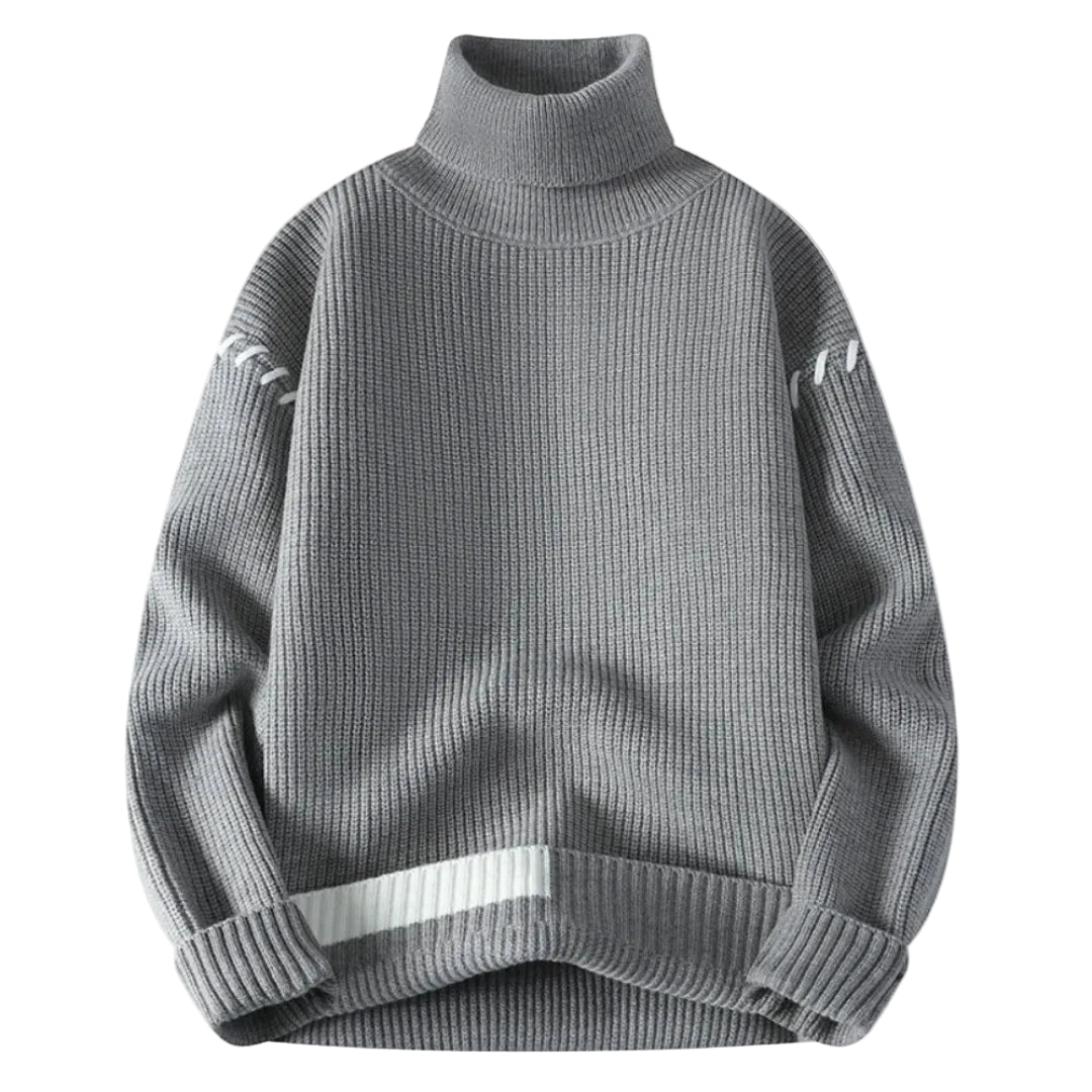 Oversized patchwork gebreide coltrui voor heren – Gezellige herfstlaag