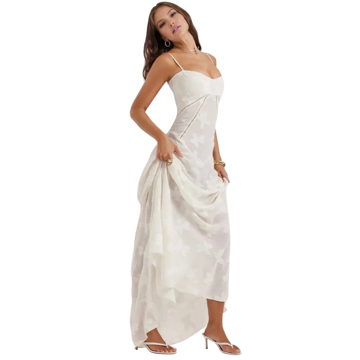 Betoverd | Lichtgewicht organza-jacquard galajurk met corset 2