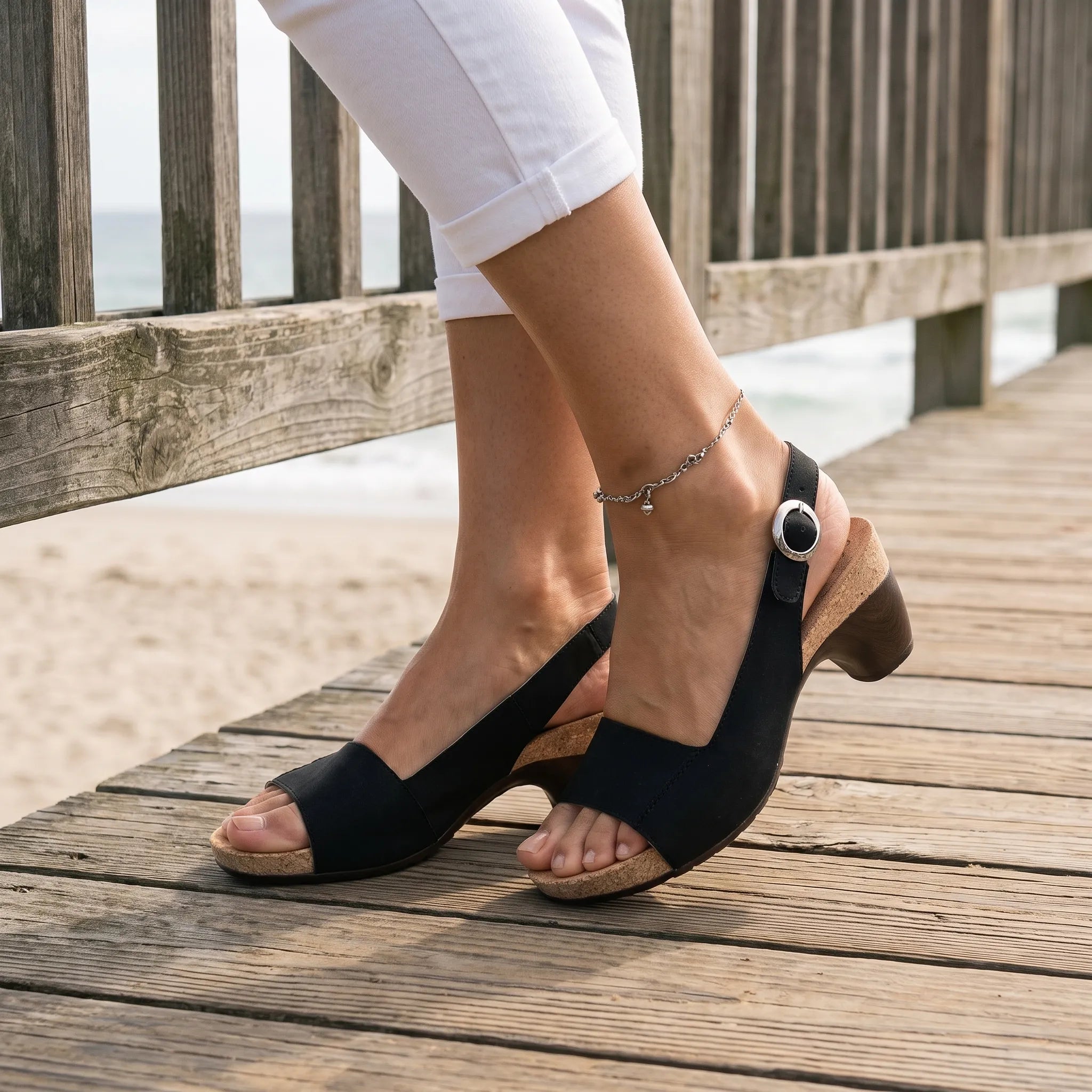 Blauwe Comfortabele Slingback Dames Sandalen | Navando