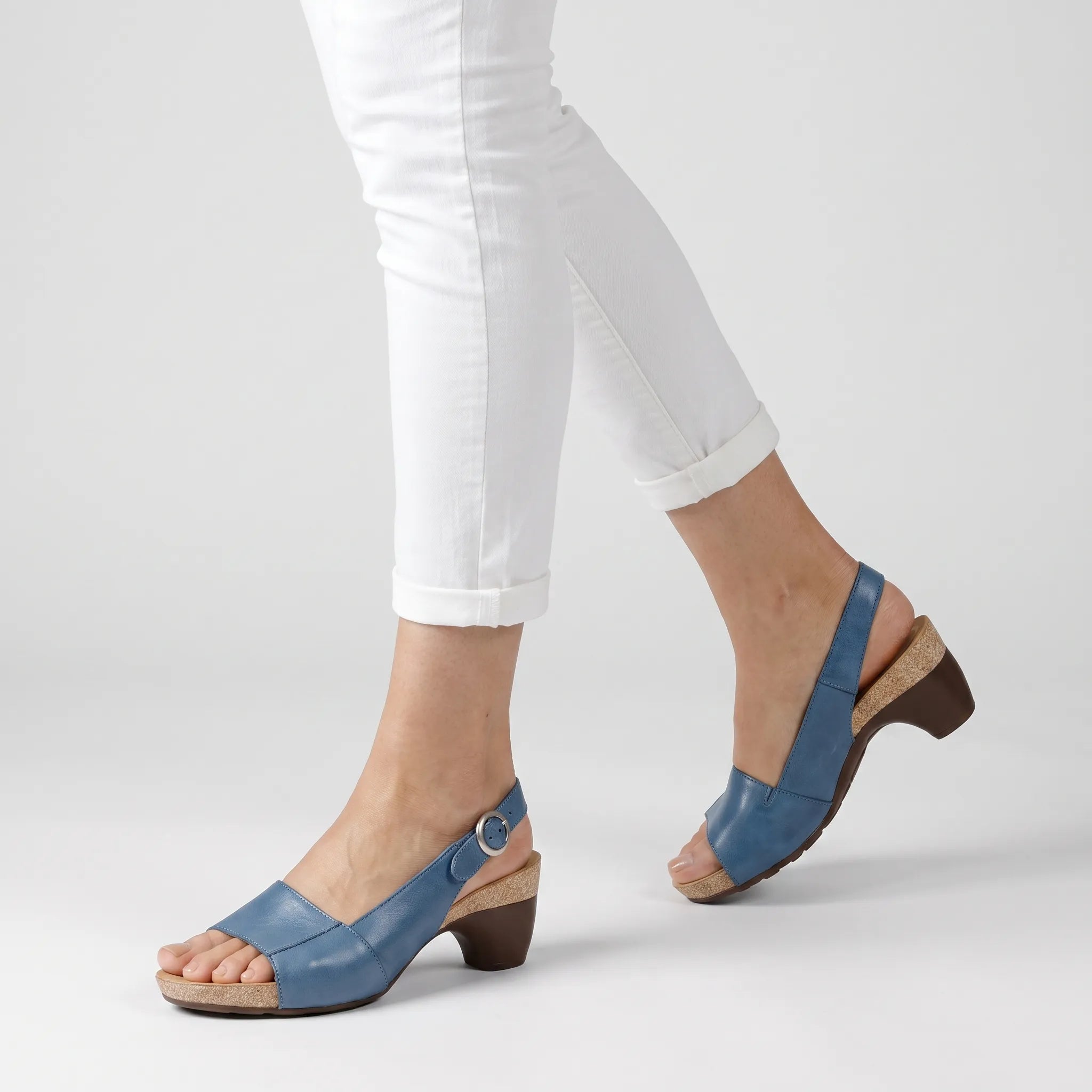 Blauwe Comfortabele Slingback Dames Sandalen | Navando