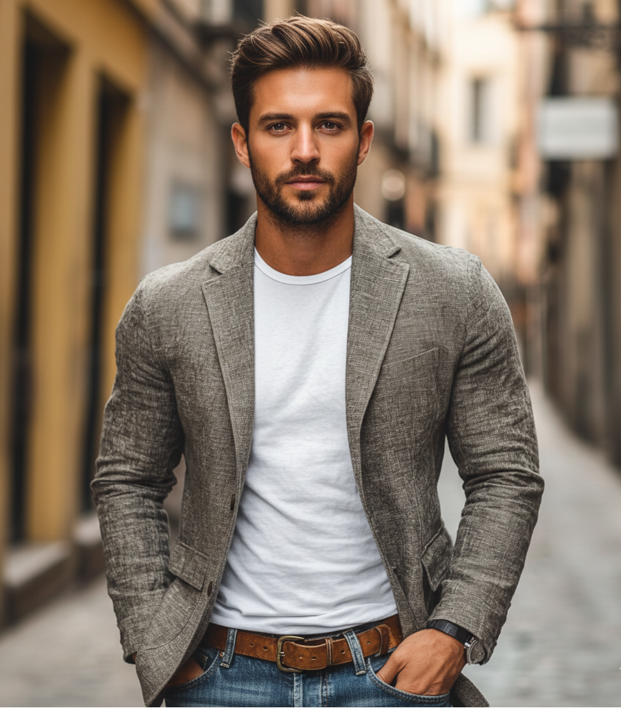 Blazer_Slim_Fit_Katoen_Linnen_Stijlvol_Colbert_ Tailored_Fit_Heren_Victoria_Mae_Nederland_Belgie