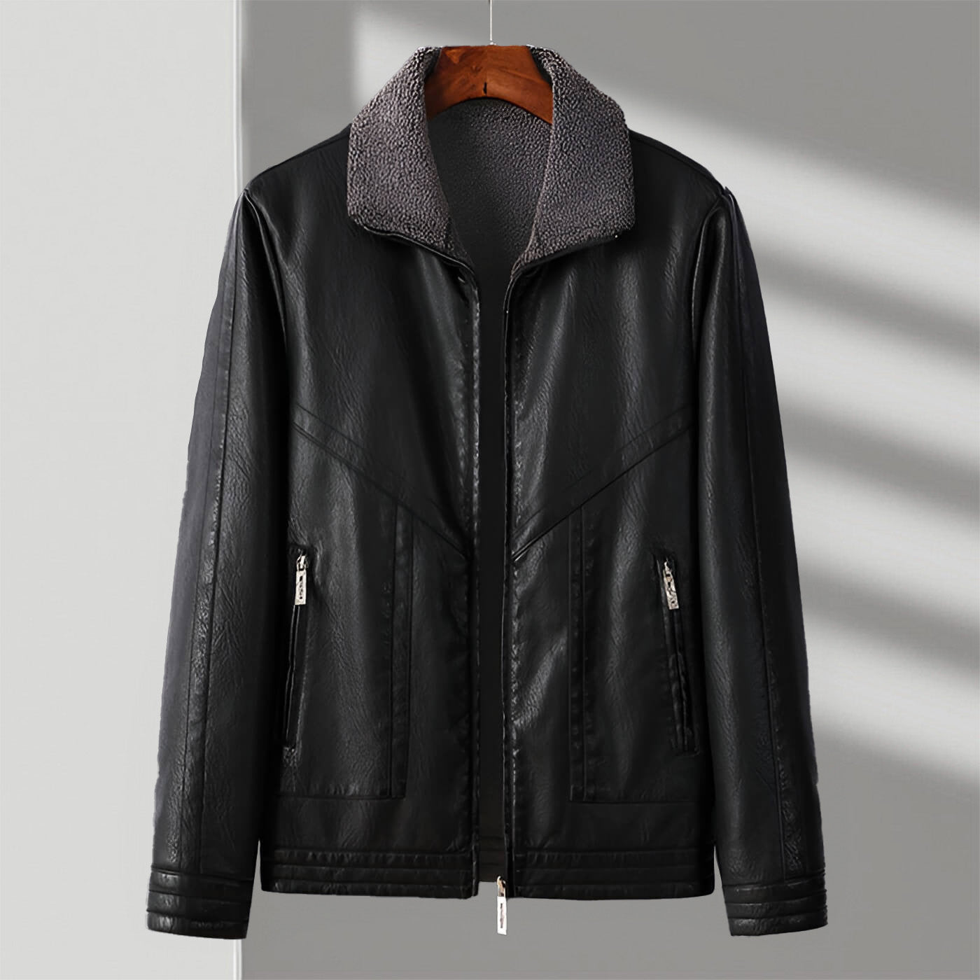 Veste en cuir écologique italienne sur mesure pour hommes – avec doublure en velours