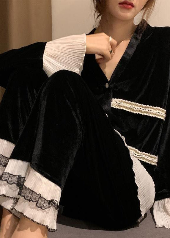 Bohemian | V-hals kant patchwork tweedelige set 4