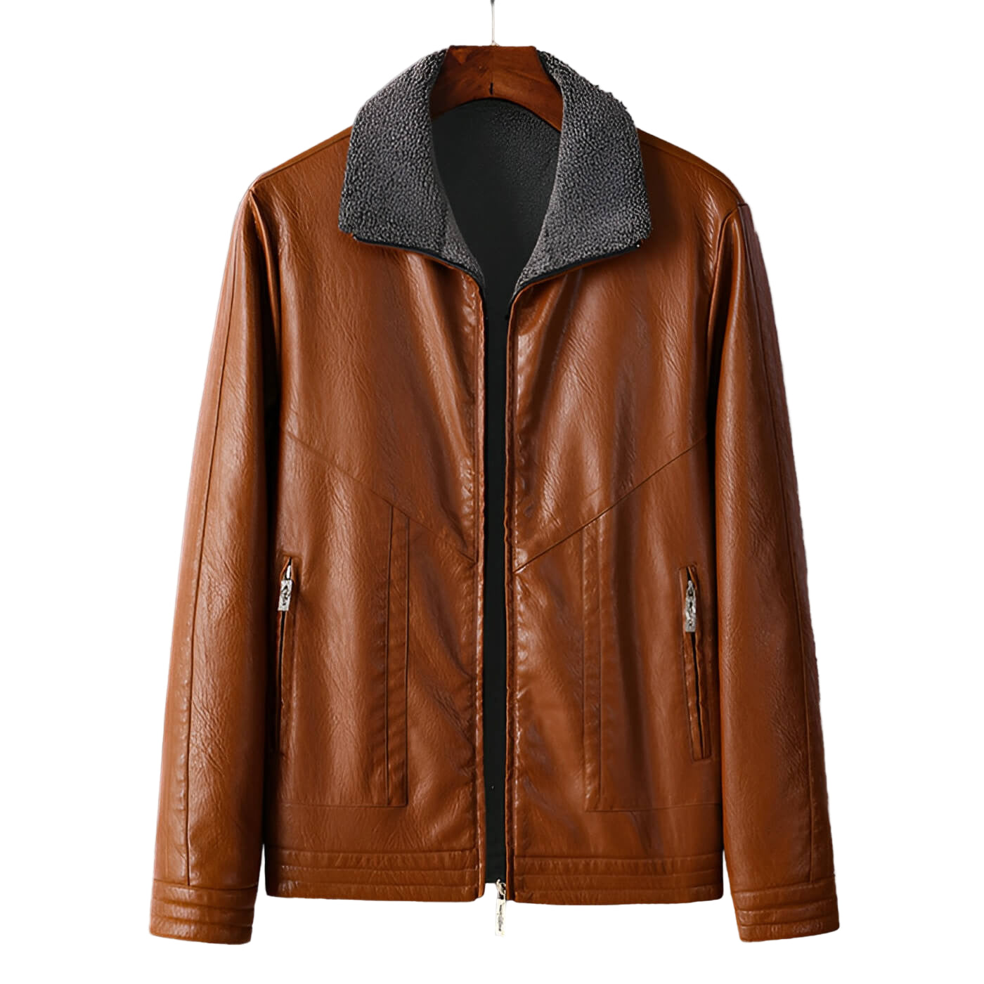 Op maat gemaakte Italiaanse eco-leren jas voor heren – met fluweelvoering