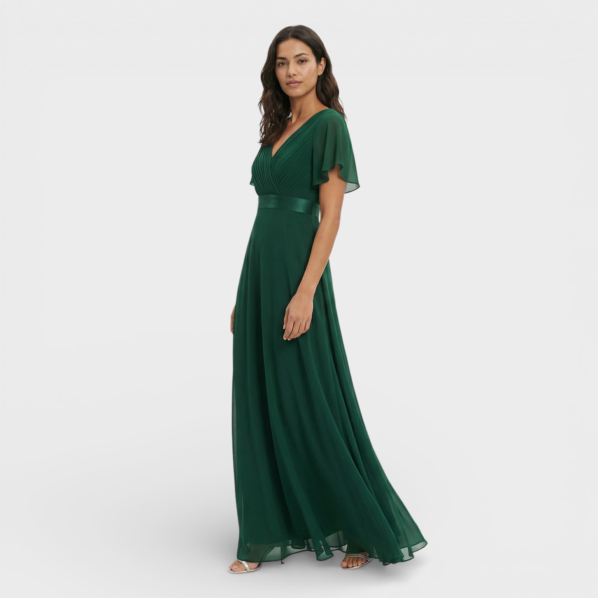 Bruiloft gast | Chiffon avondjurk met ruches 0