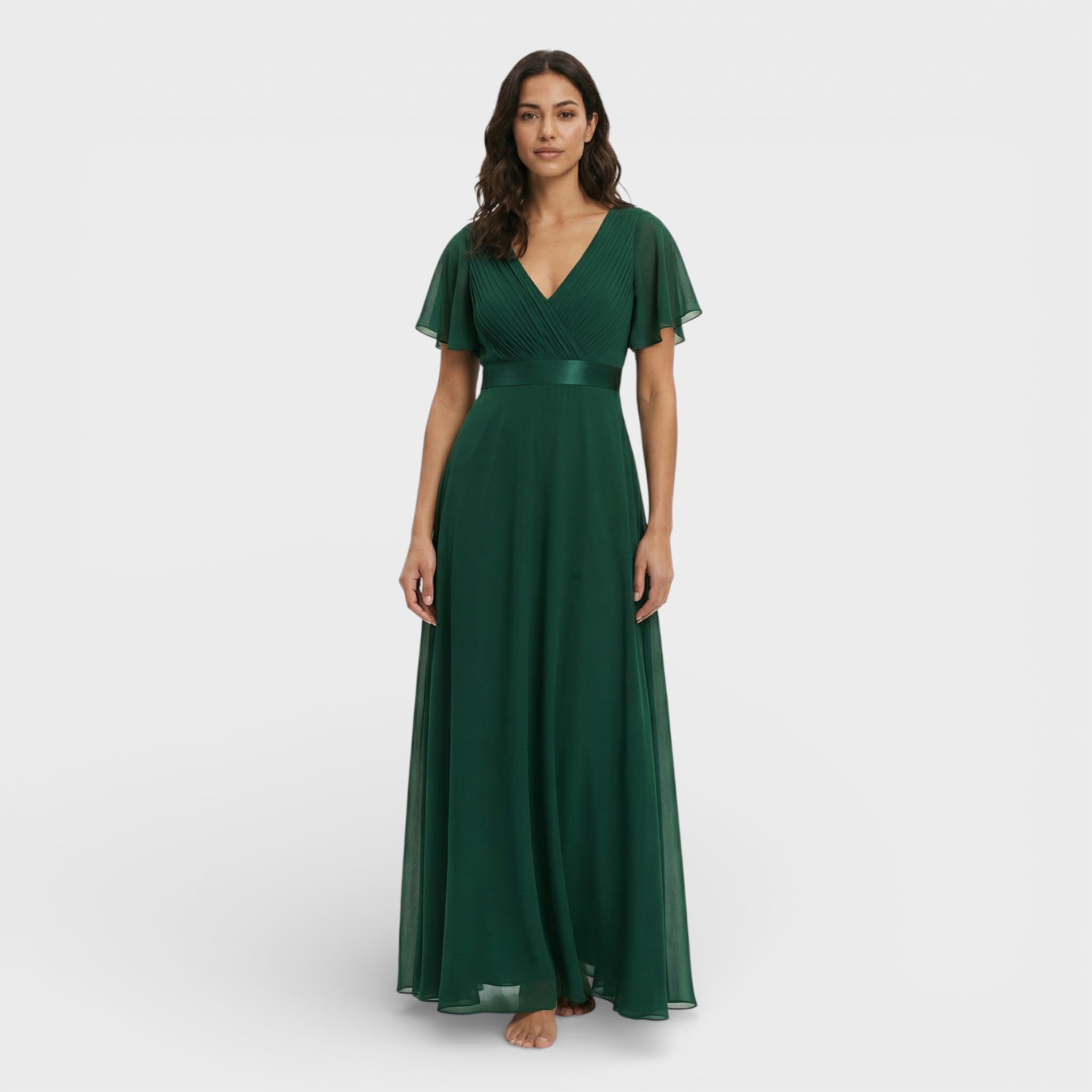 Bruiloft gast | Chiffon avondjurk met ruches 1